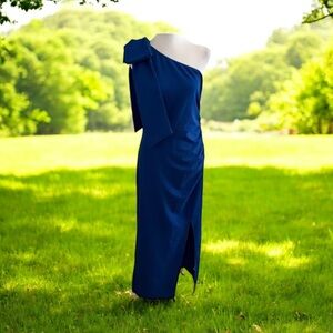 Pretty Garden Women’s One Shoulder Bodycon Maxi Dress Blue Size M NWT